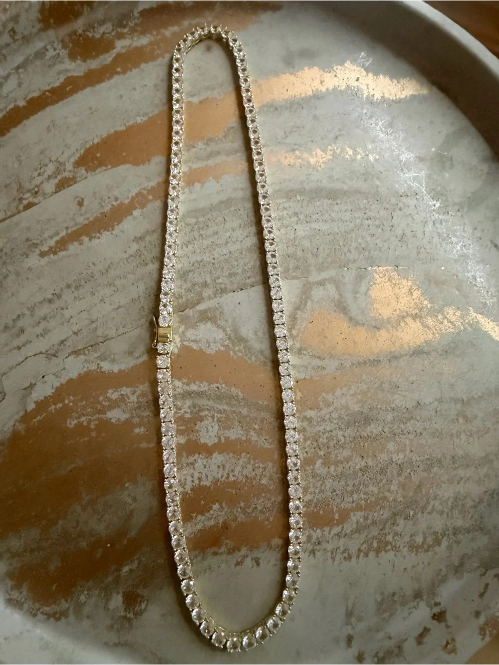 Zales White Sapphire Tennis Necklace - Choker style.